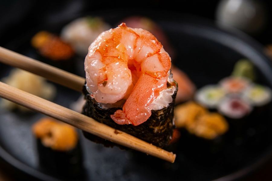 Nigiri de camarão em detalhe